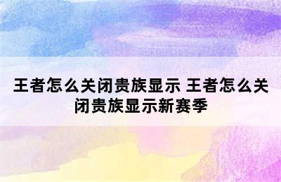 王者怎么关闭贵族显示 王者怎么关闭贵族显示新赛季